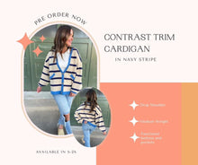 Load image into Gallery viewer, *Pre-Order* Blue Contrast Trim Cardigan
