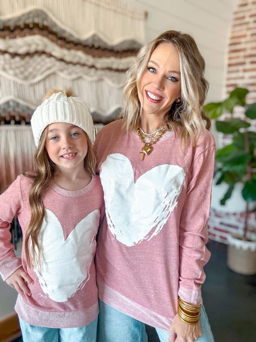 Glitter Heart Elbow Patch Sweatshirt