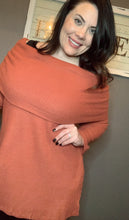 Load image into Gallery viewer, Waffle Cowl Neck Rust (CURVY)
